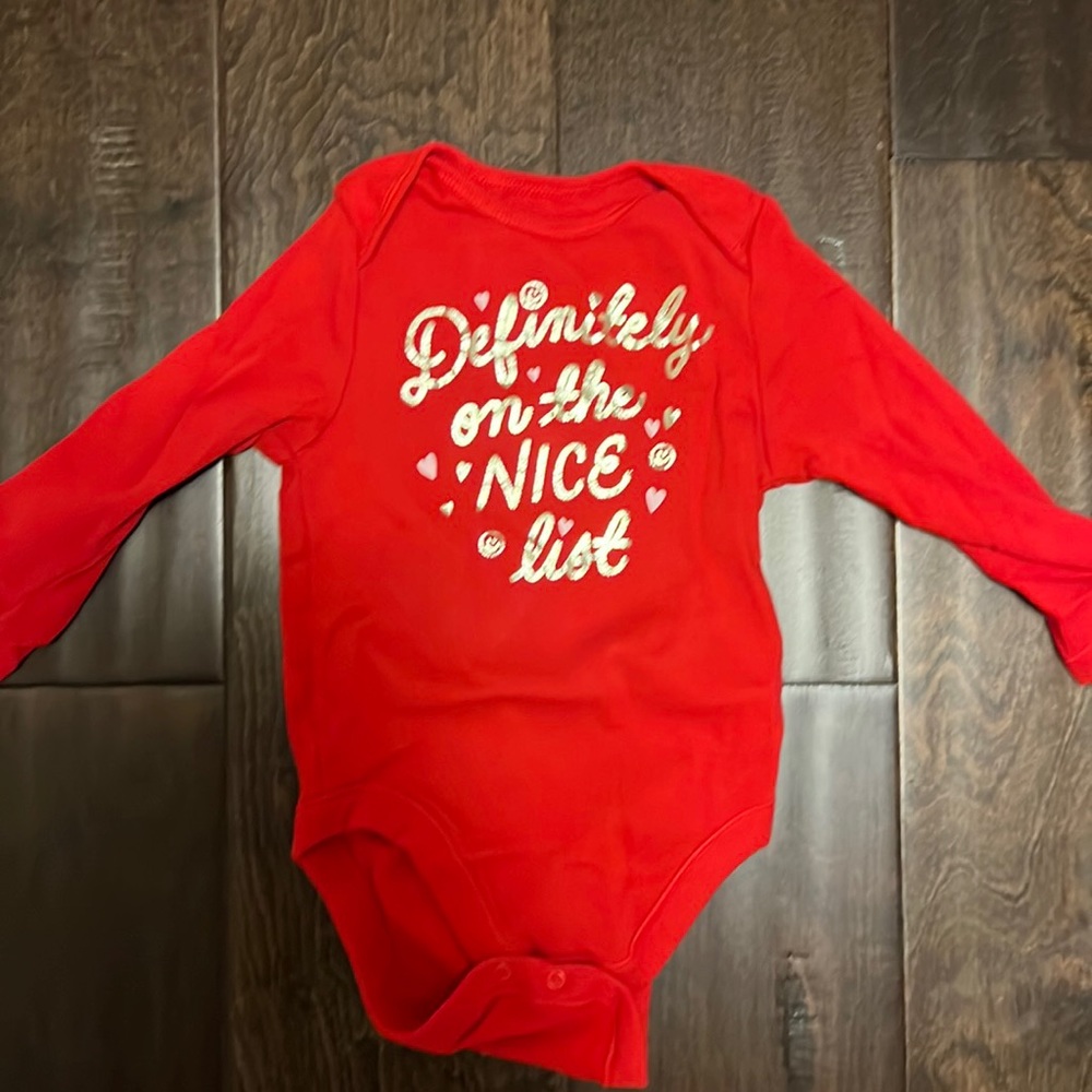 Old Navy Baby Girls Christmas Definitely on the nice list Onesie! Worn one time